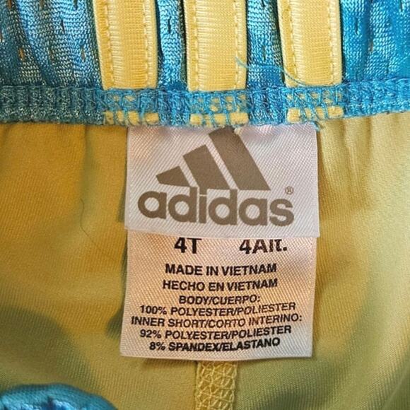 Adidas Skort Athletic Workout Running Blue Yellow Toddler Girl's Size 4T - Picture 3 of 4